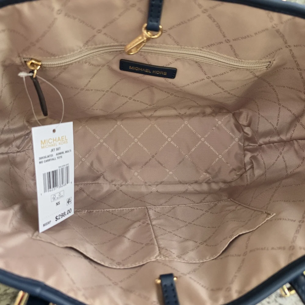 Michael Kors Jet Set Logo Medium Blue Tote