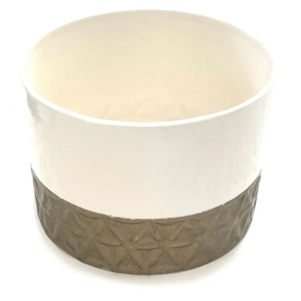 LARGE! Gold Accent Ceramic Vase - Flower Pot!