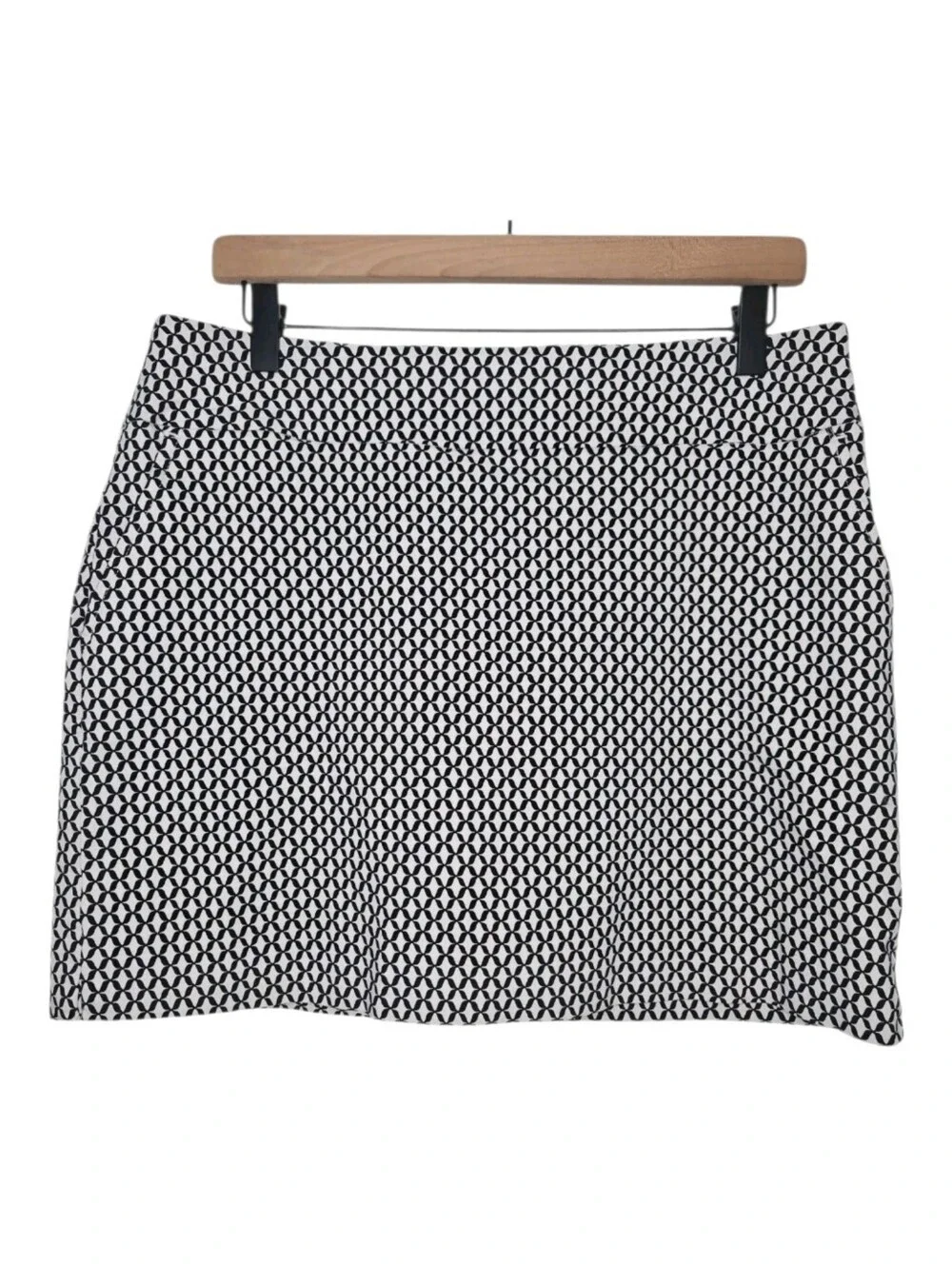 Swing Control Womens Black White Geoprint Vented Techno Pull On Golf Skort 14
