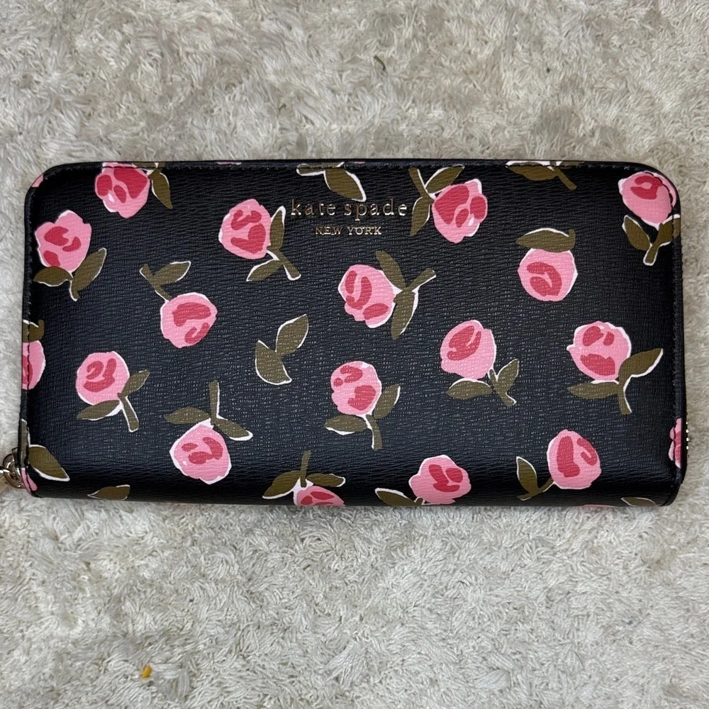 Kate Spade Spencer Ditsy Rose Zip Around Continental Wallet