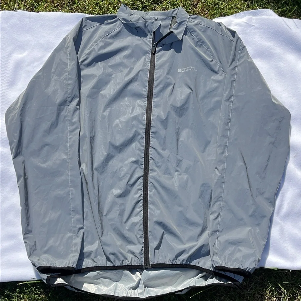 Men's Lightweight Gray Rain Jacket 360 reflective