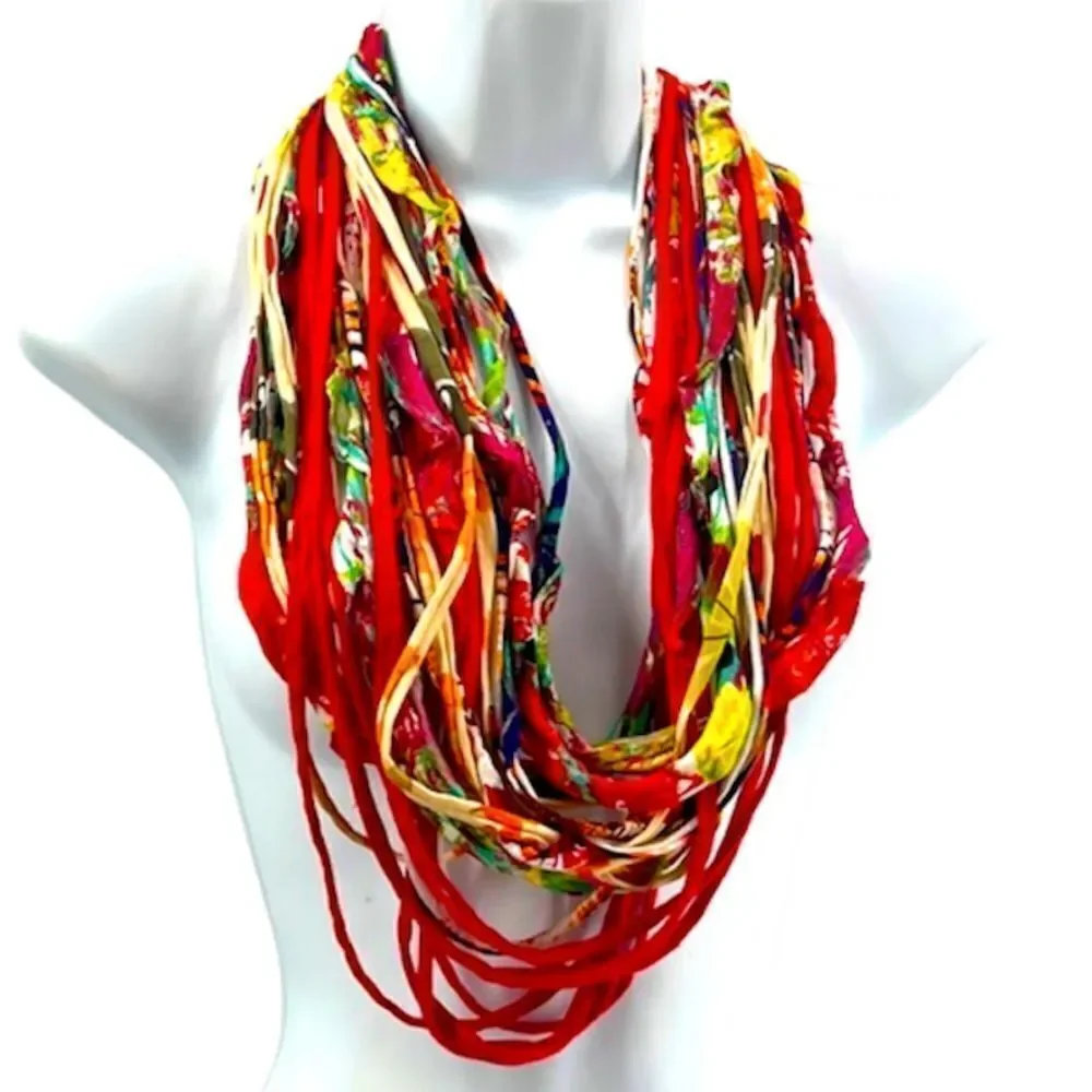 Dona Bela Shreds Shred Lite upcycled fabric necklace scarf boho jewelry NEW NWOT