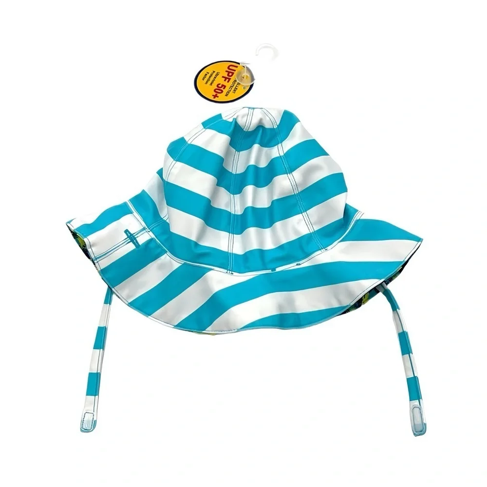 Tucker Tate Baby Reversible Swim Sun Hat UPF 50 Blue White Striped 0-12M Infant