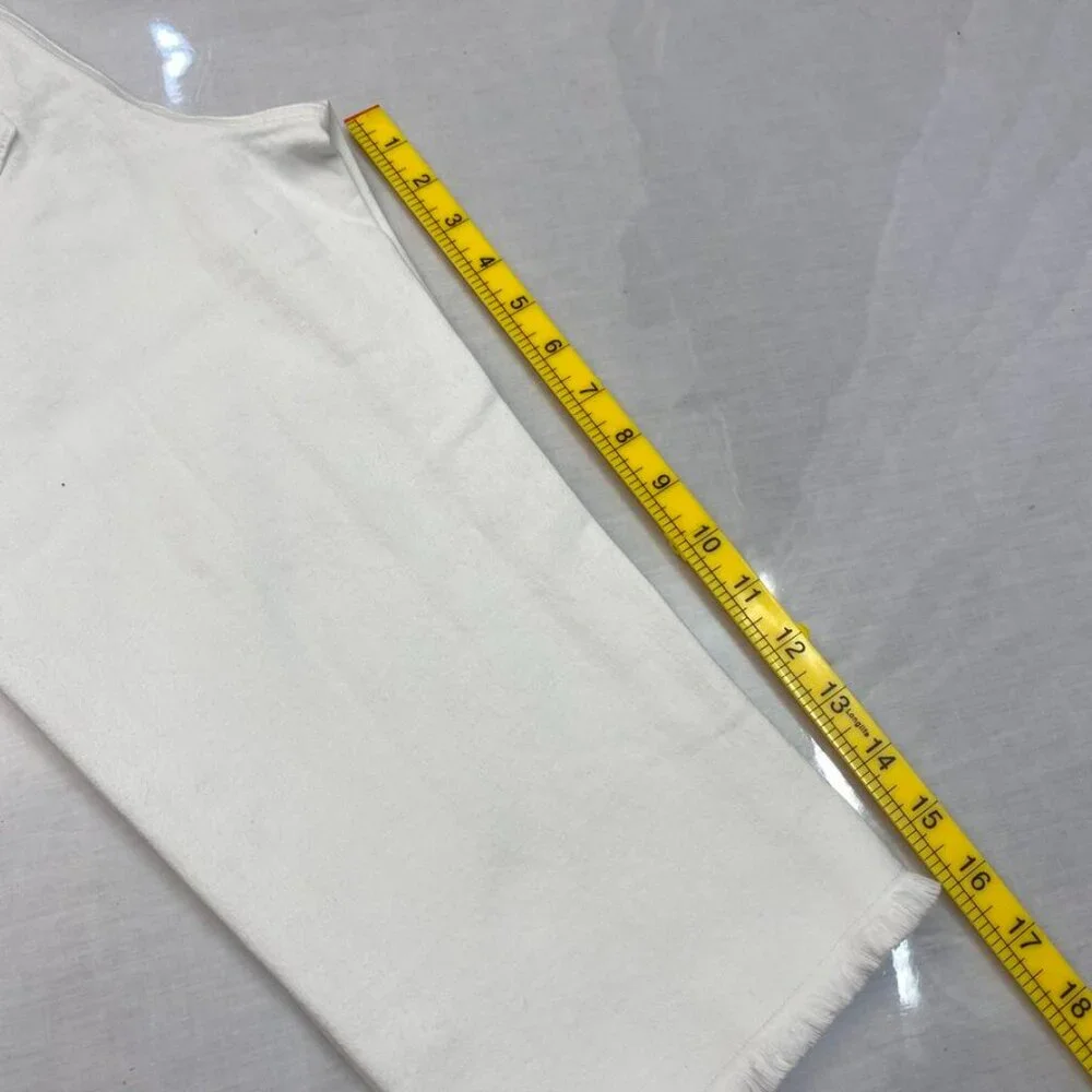 Denim & Co White High Rise Crop Jeans Raw Frayed Hem Size 4