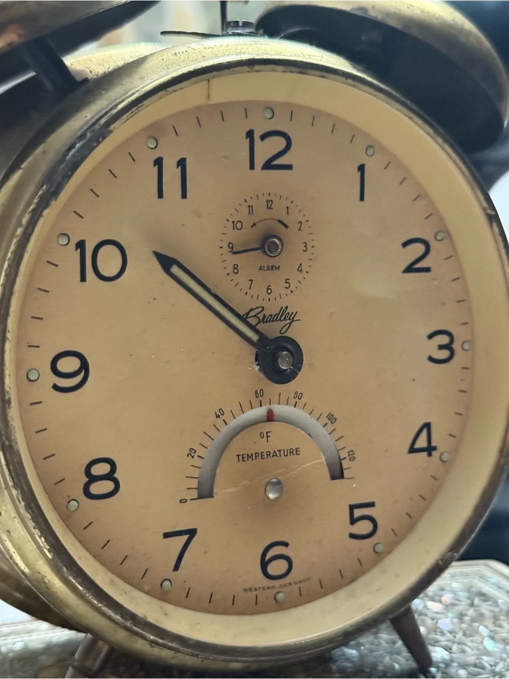 VTG German Bradley Brass Tone Alarm Clock