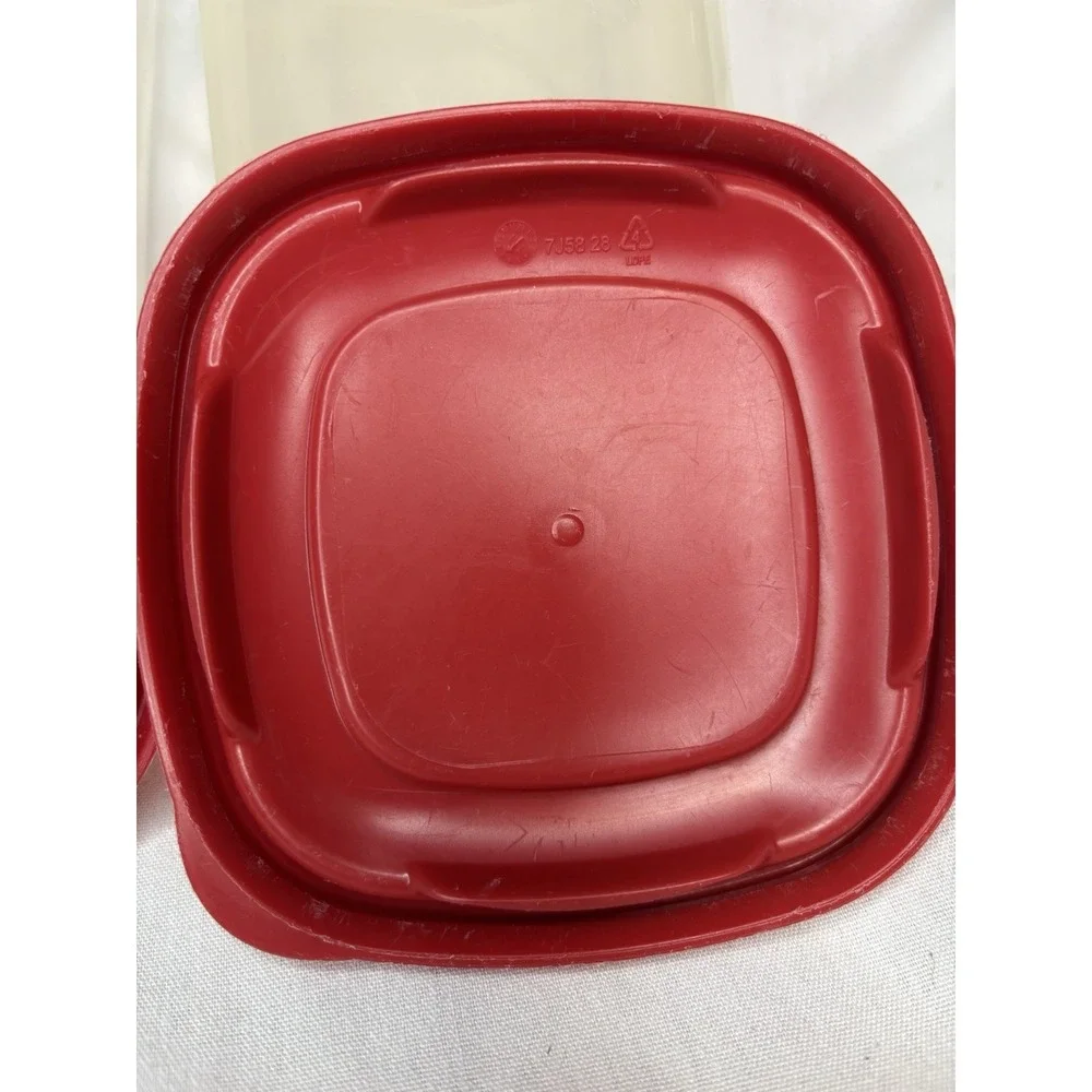 Rubbermaid Storage Container Set 1.2L Rectangular Clear/Red Snap Lid 2pcs