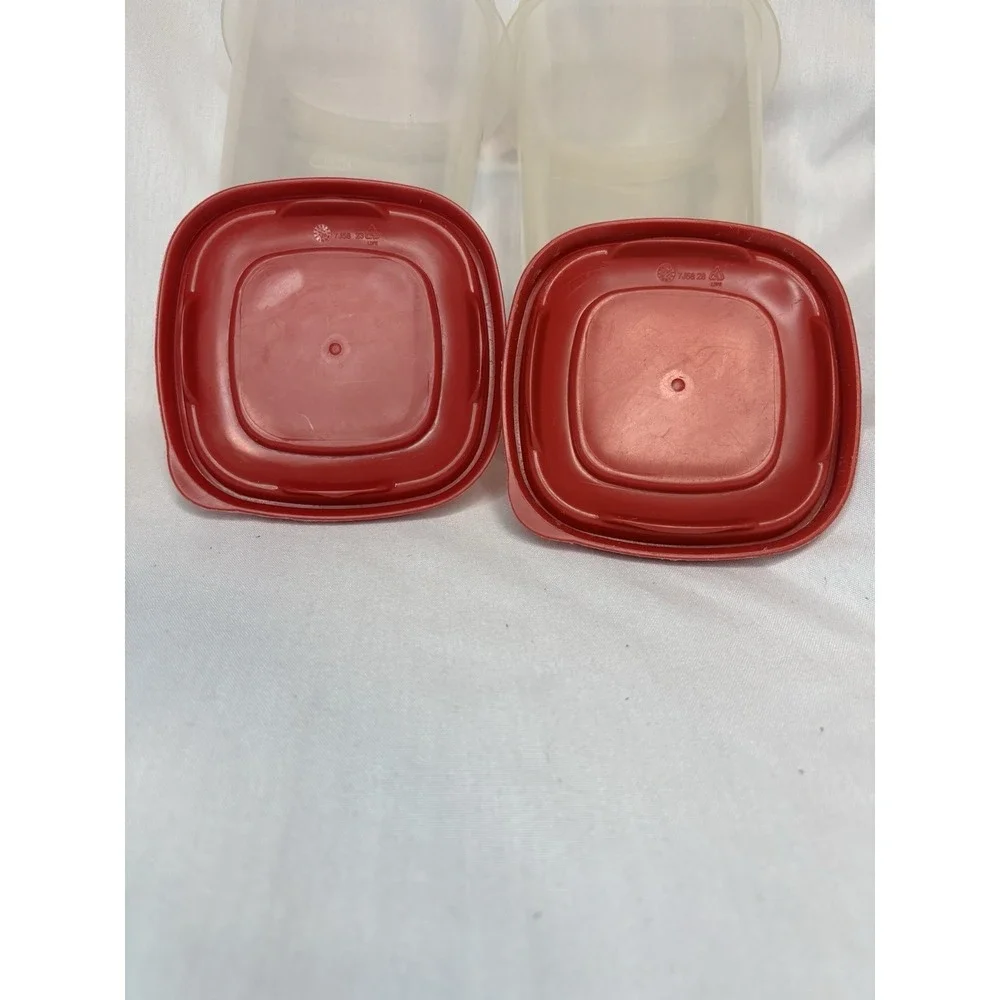 Rubbermaid Storage Container Set 1.2L Rectangular Clear/Red Snap Lid 2pcs
