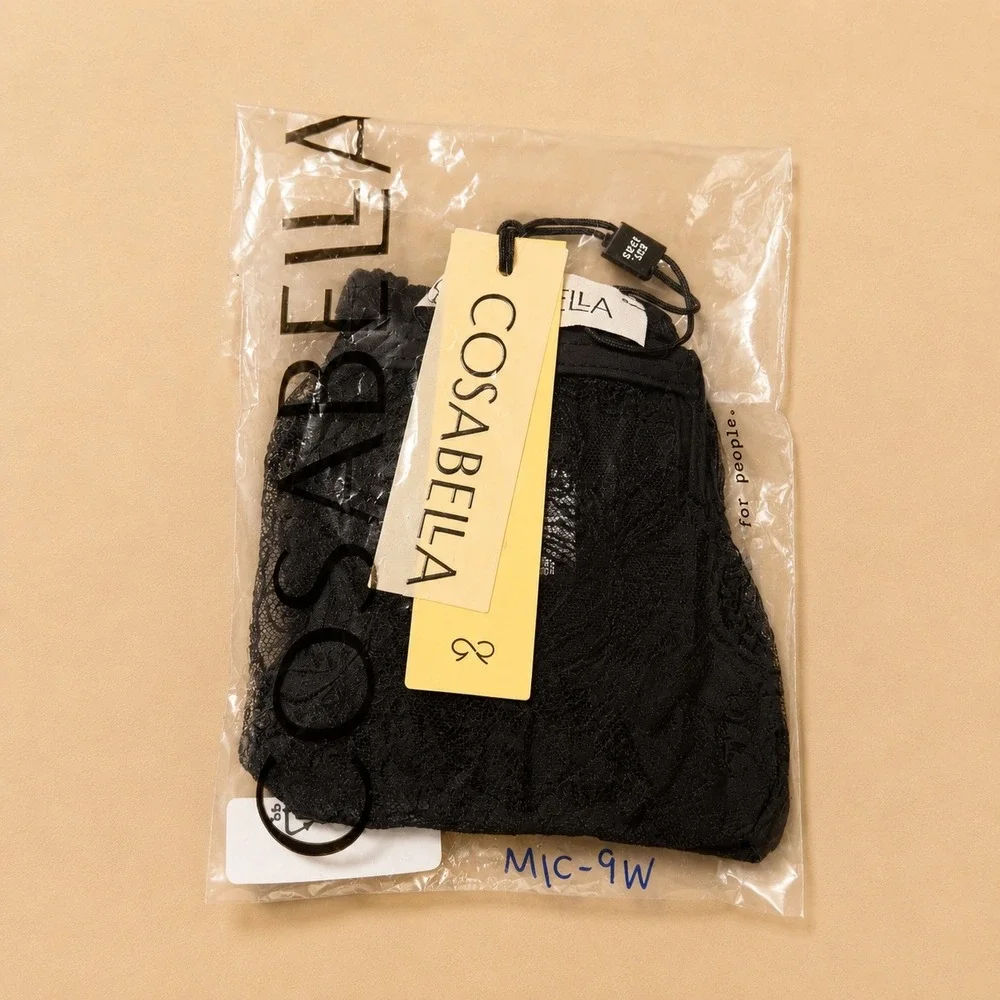 COSABELLA Sardegna Embroidered Lace Thong Black Size / S/M - NWT