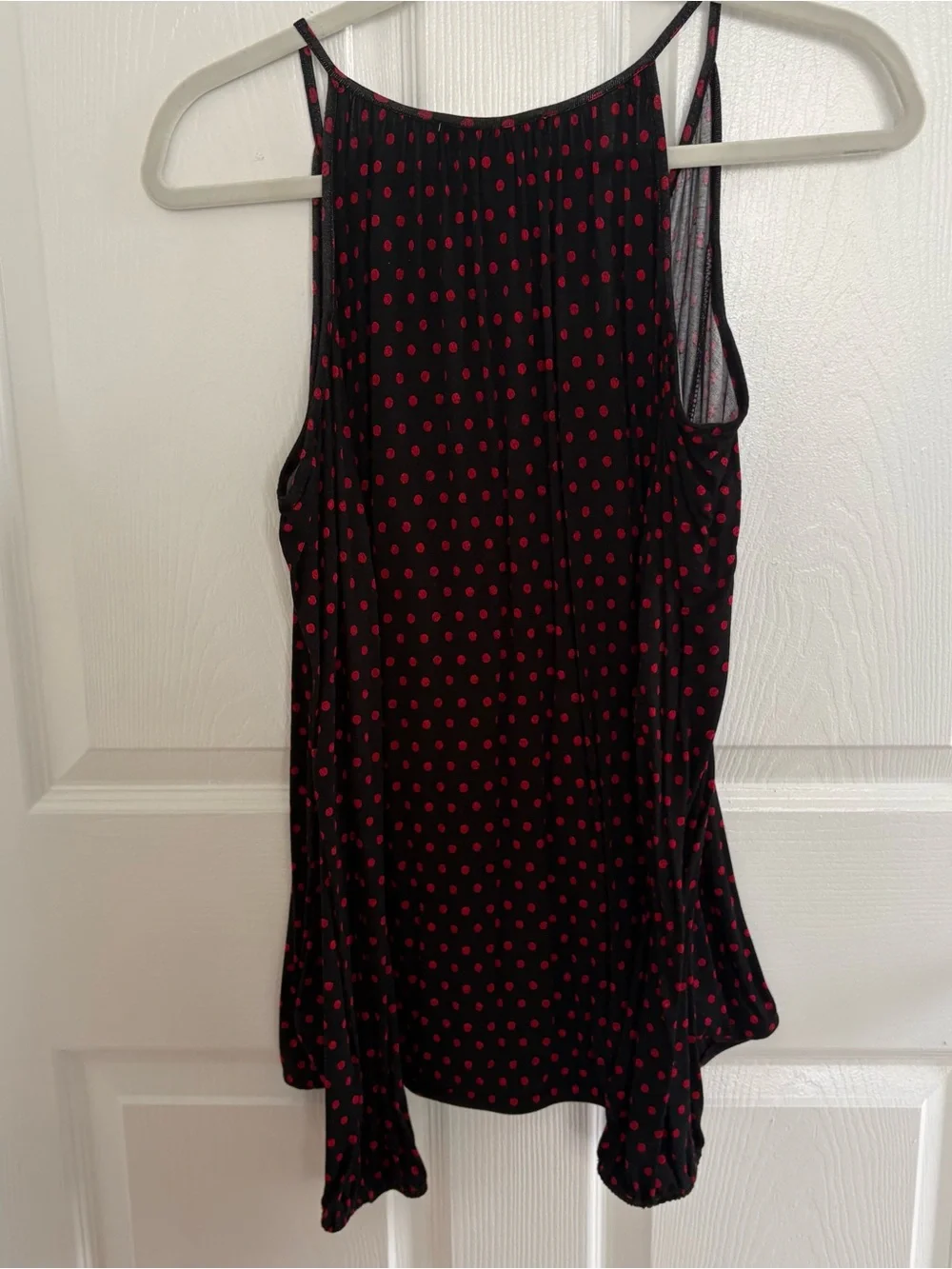Michael Kors Black & Red Polka Dot Cold Shoulder Top