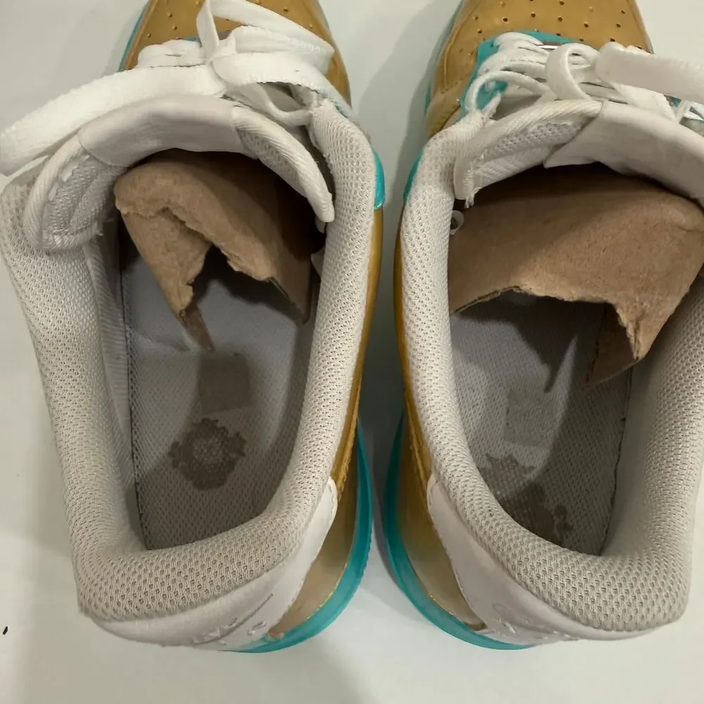 Nike Air Force 1 Low Custom Gold Teal Painted Leather Men’s 10.5