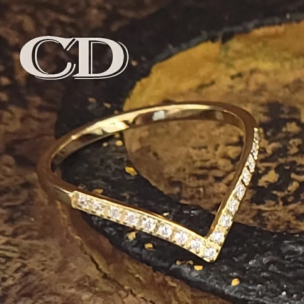 Women's Gold Dainty Chevron Promise Ring - Promise Ring For Girls