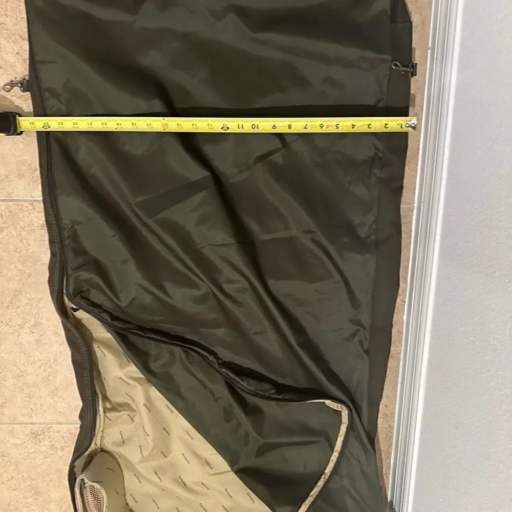 Vtg Geonardi Dark Green CANVAS Fold Out Carrier GARMENT BAG SUITCASE 44”x24”