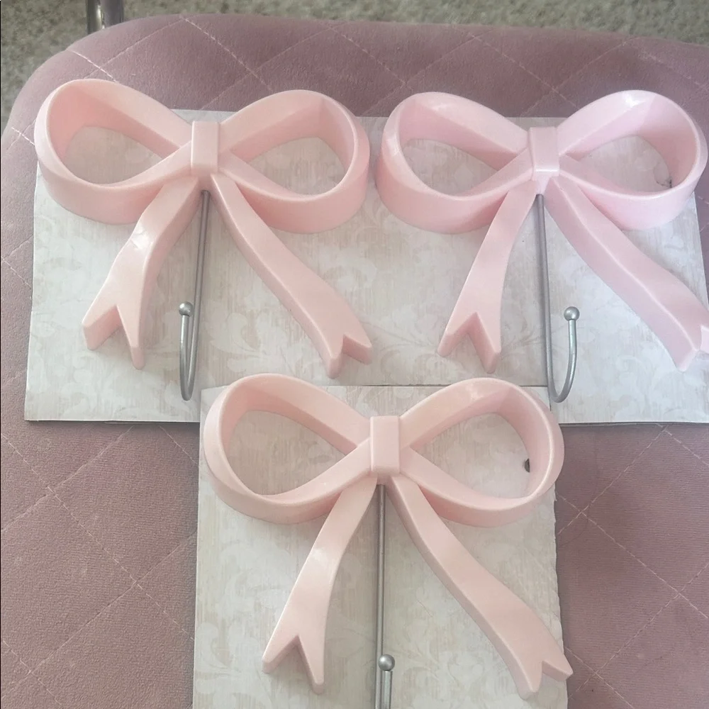 Pink Bow Wall Hook - Set of 3