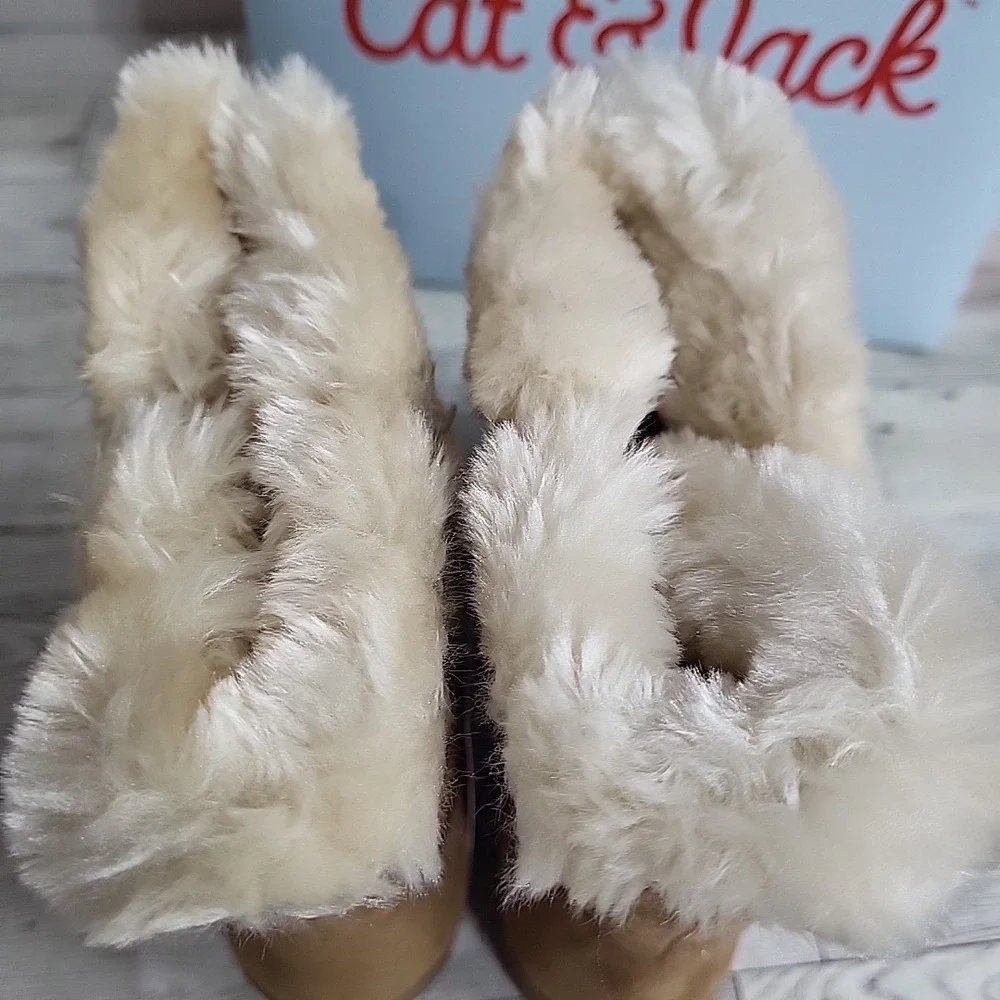 Cat & Jack Girls Katrina Toddler Faux Fur Shearling‎ Tall Brown Winter Boots NWT