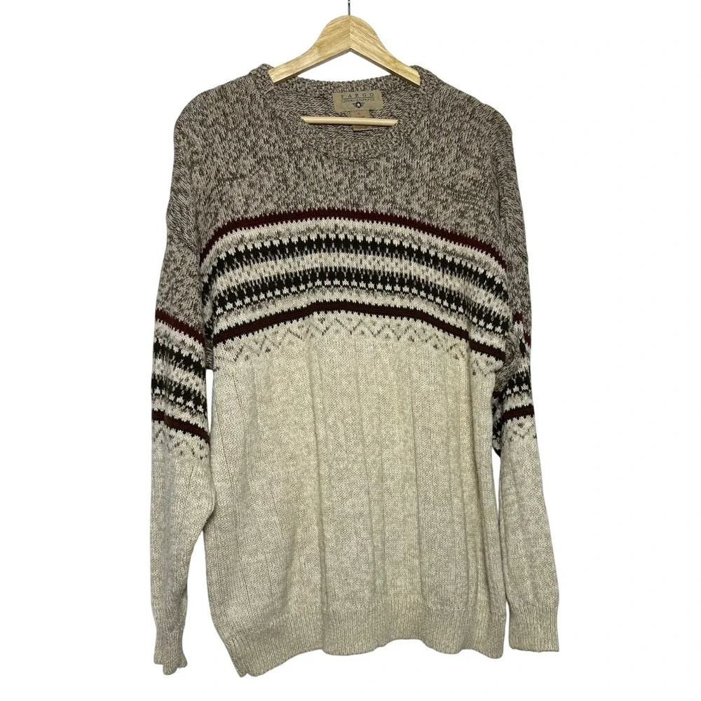 FARGO CLOTHING & SUPPLY CO Mens XL Fair Isle Knit Sweater Crew Neck Long Sleeve‎