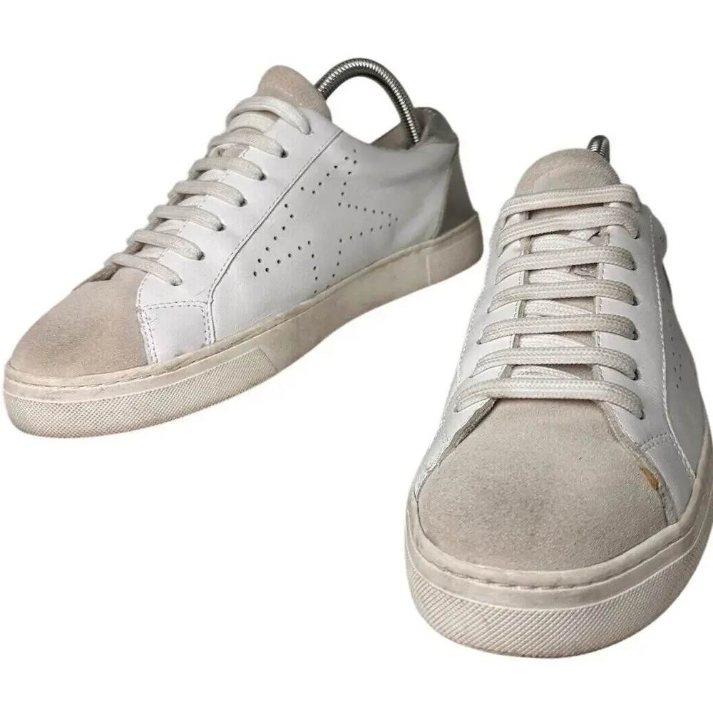 Steven Rezza New York Star Sneakers White Leather Suede Lace Up 9.5
