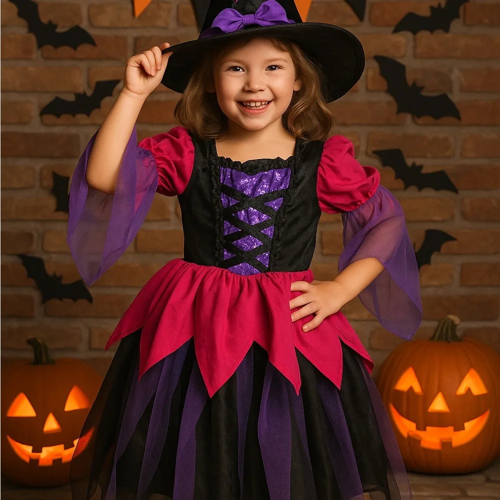 Disguise Witch Costume‎ - Fuchsia, Violet, and Black