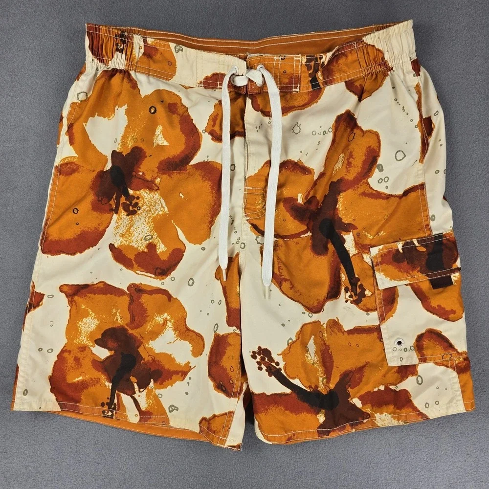 Breakwater Board Shorts‎ Mens Medium Floral Hawaiian Pattern Beach Pool Cruise