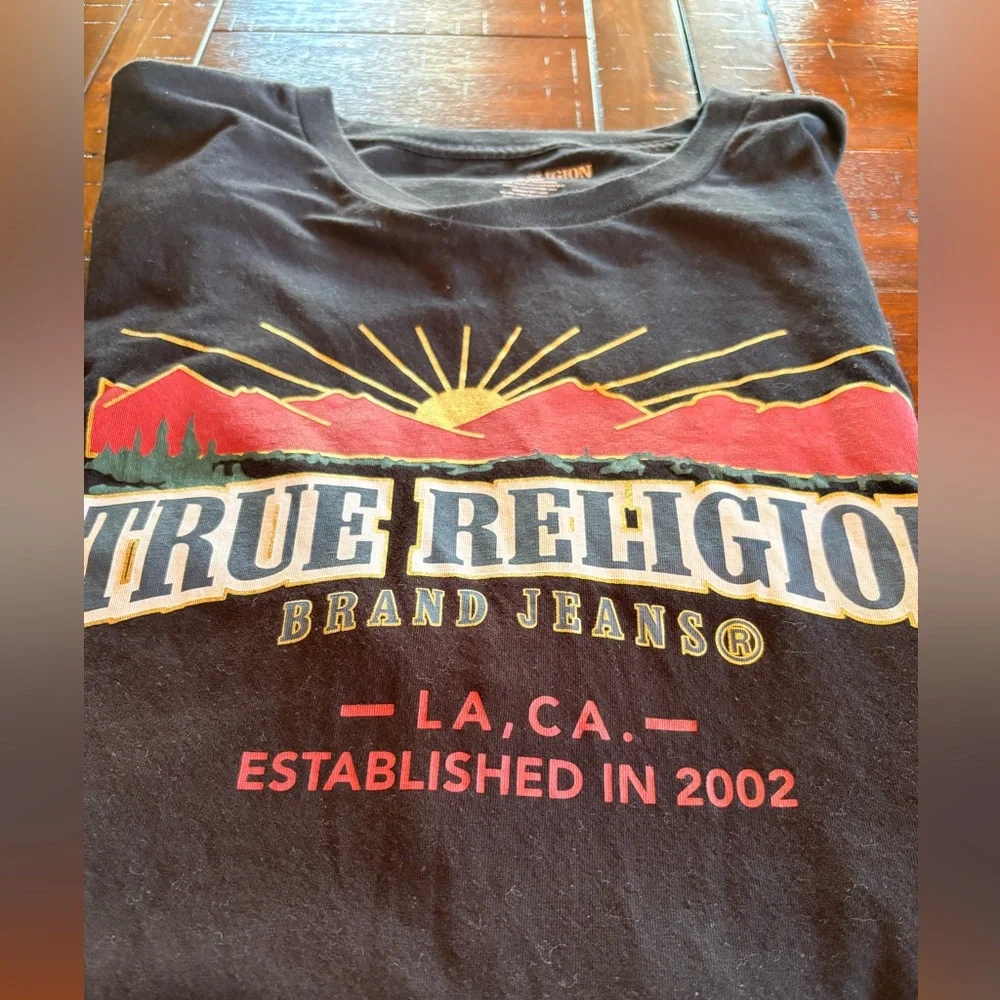 True Religion Black Tee with Colorful Graphic