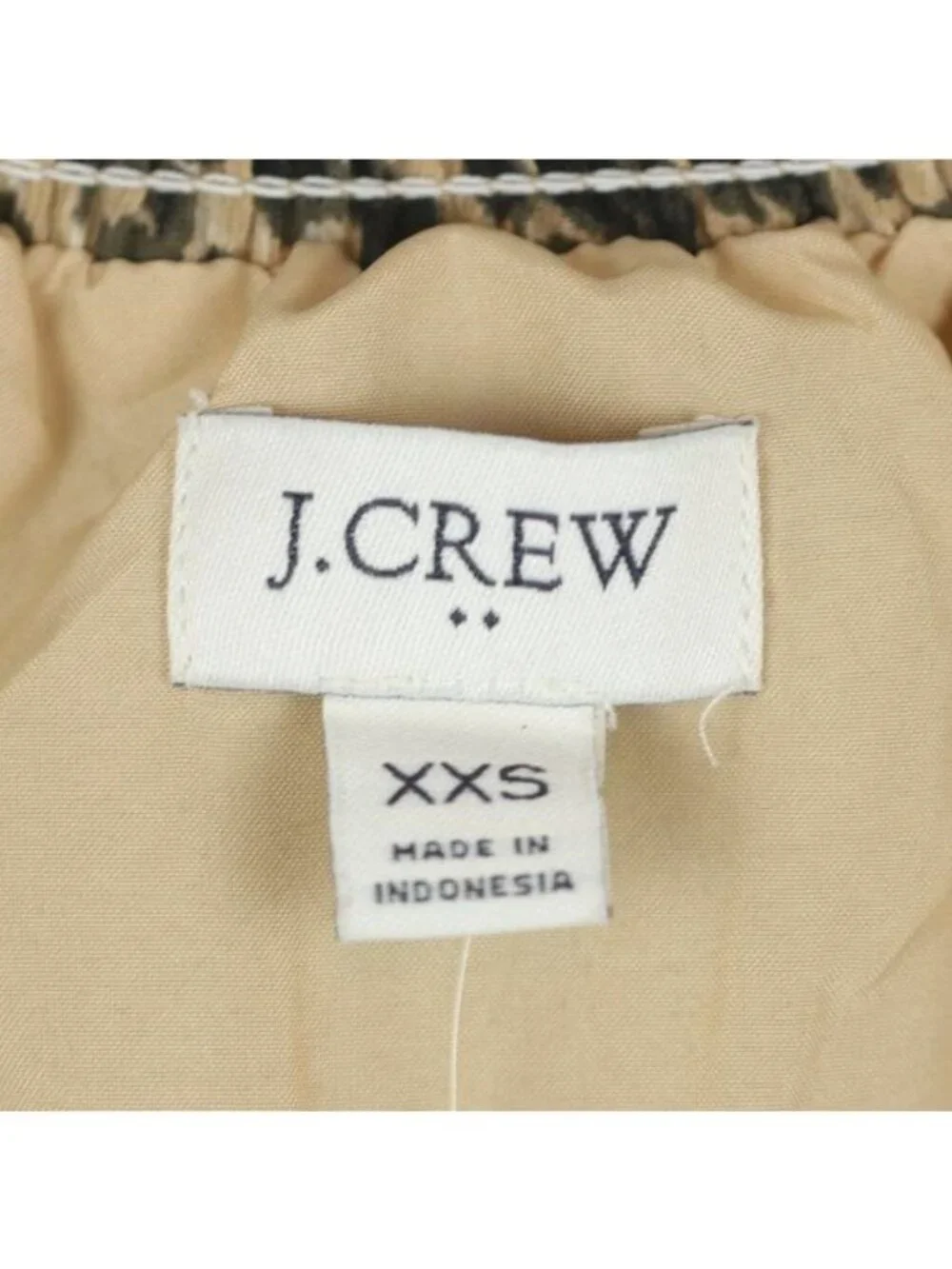 J.Crew Women's XXS Black Tan Animal Print Mock Neck Long Puff Sleeve Blouse NWT