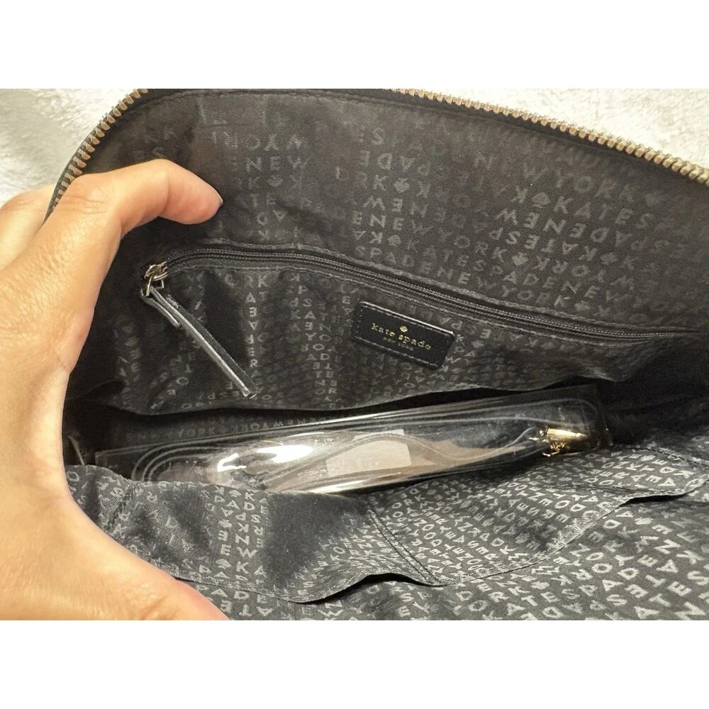 Kate Spade New York Black Leather Dome Satchel Shoulder Bag Purse Gold Tone EUC