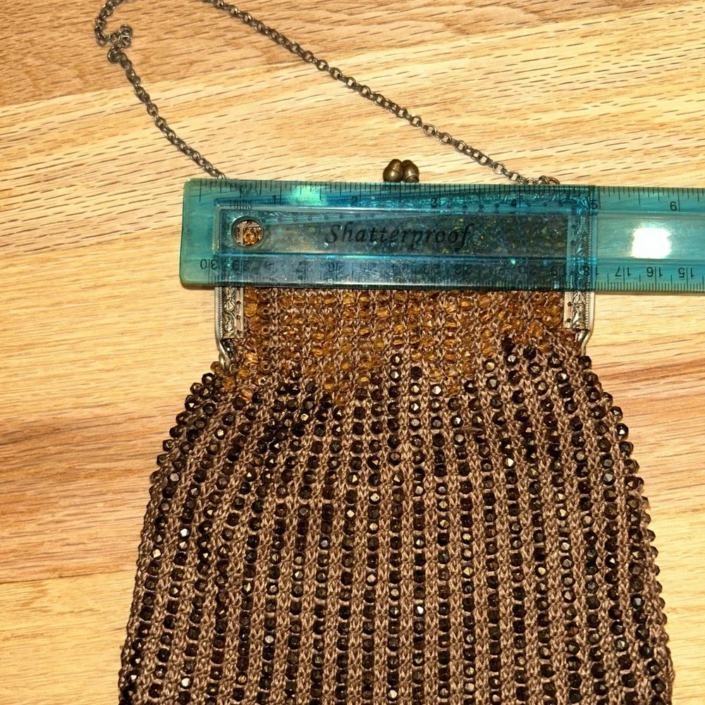 Antique Beaded Lined Purse 1920s RARE Ornate Clasp