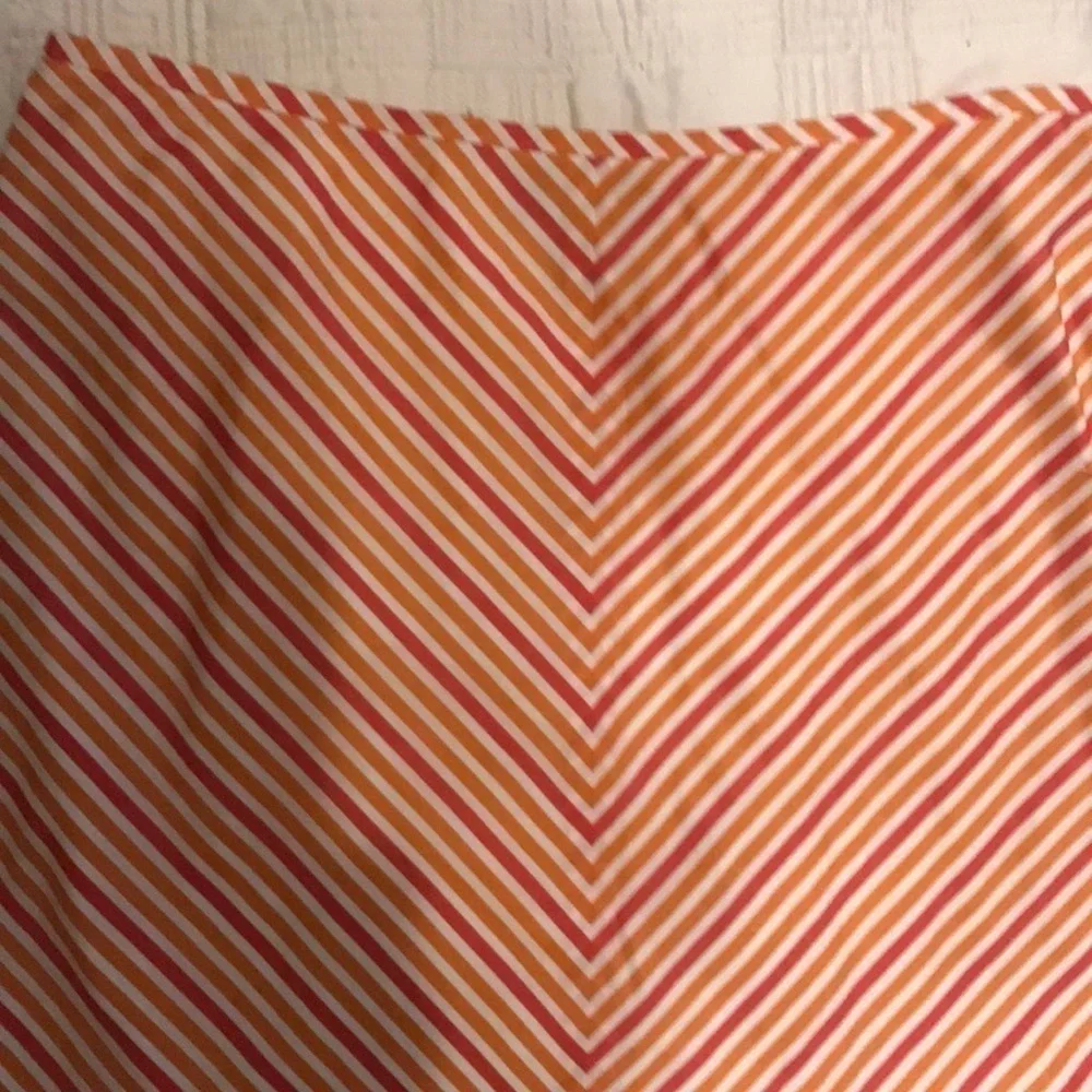 Vintage Ann Taylor A Line Cotton Bright Orange Red White Striped Skirt SZ 6🧡