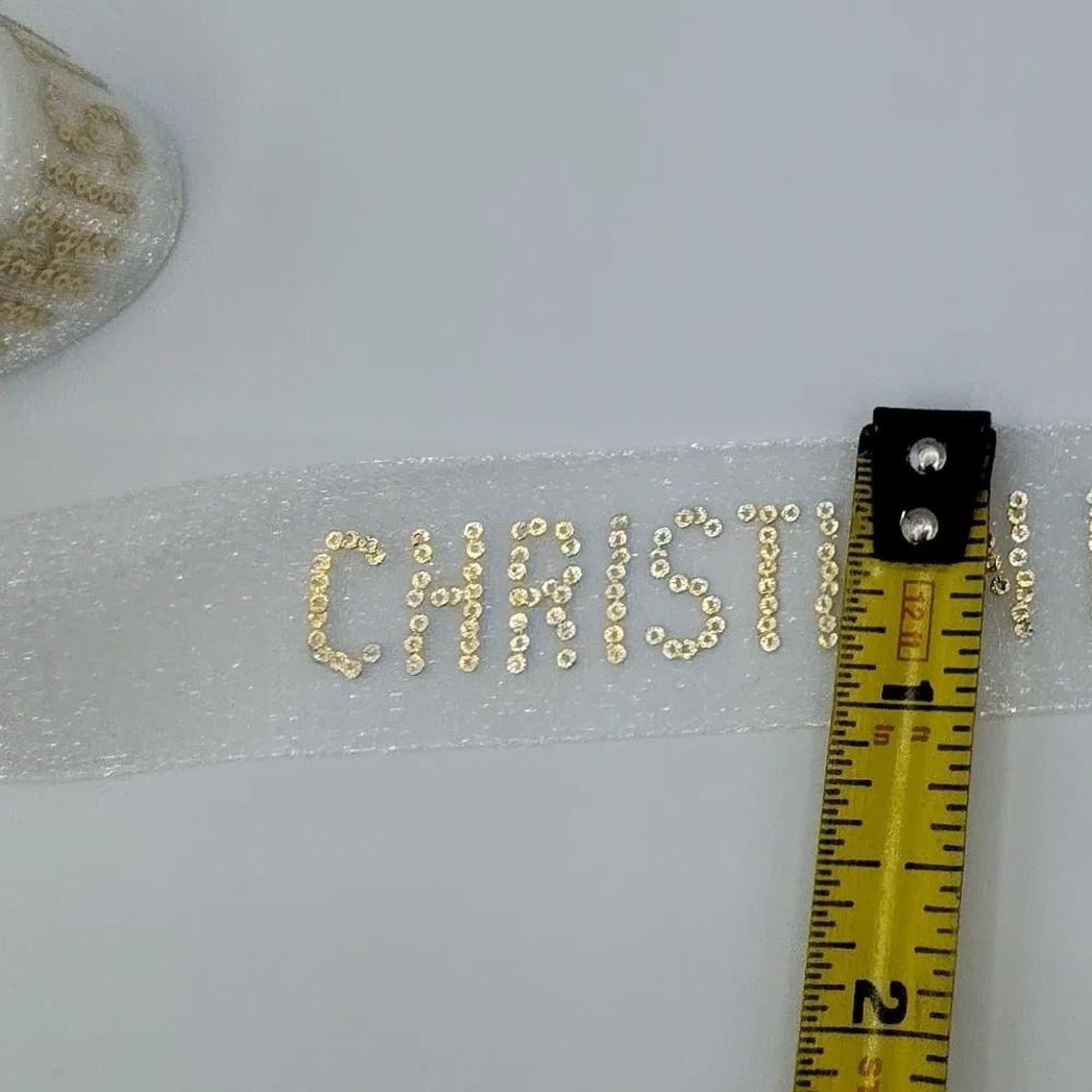 Christian Dior Chiffon Ribbon Four (4) Yards Gold Logo Boutique Packaging