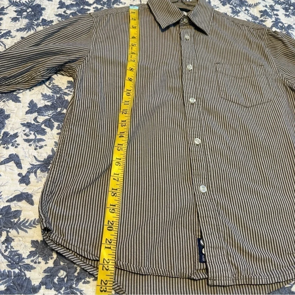 Gap Boy’s Shirt Brown & White Striped Button Down Size M