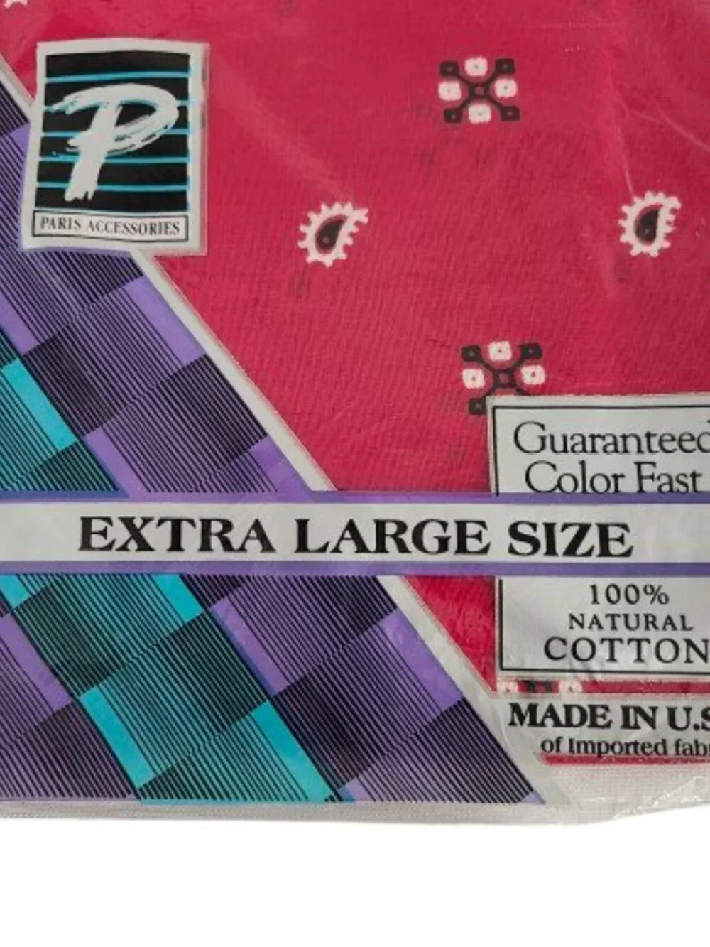 Vintage 2 Pack XL Red Bandanas Paris Accessories 100% Natural Cotton NEW