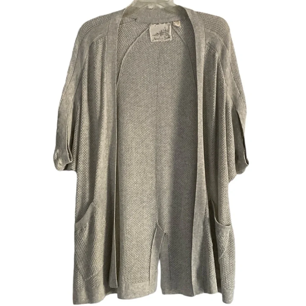 Angel of the North Light Gray Cotton Open Cardigan Cozy Lightweight Sweater knit