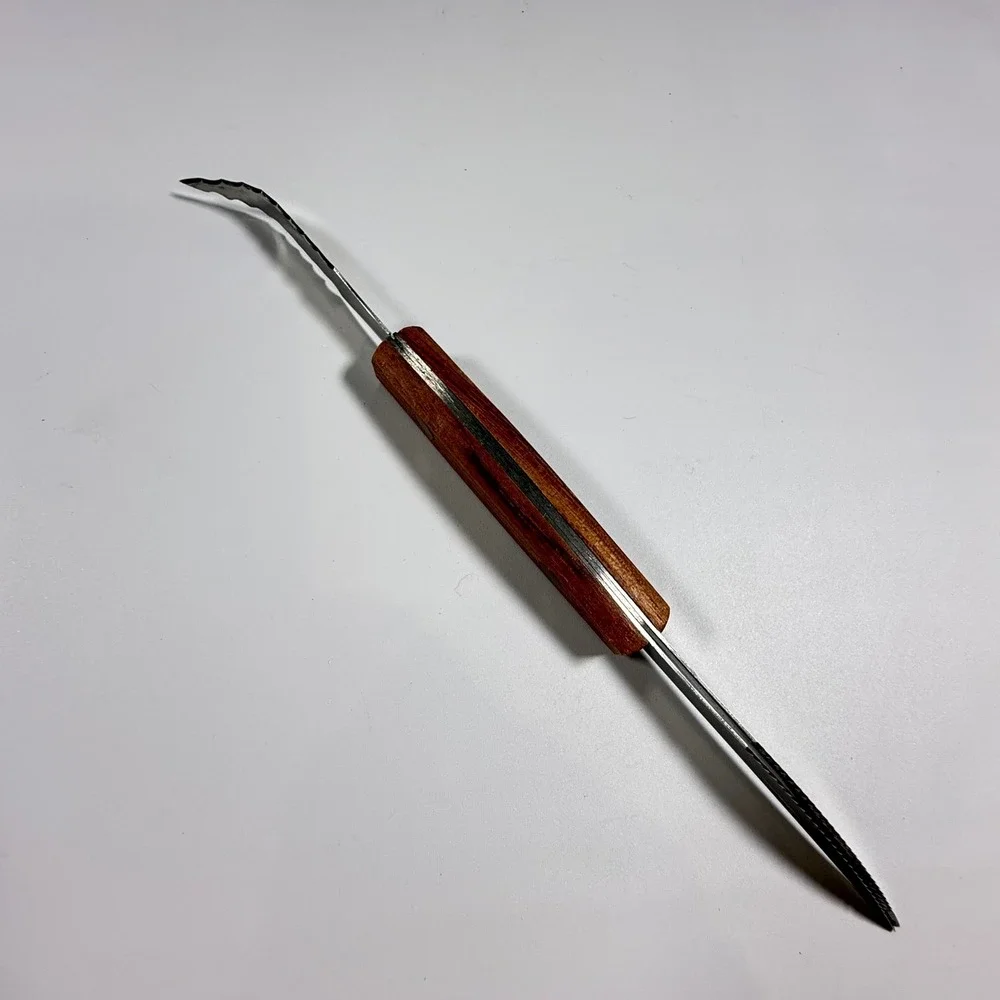 VTG Norpro Dual Sided Grapefruit Knife Kitchen Wood Handle Stainless Steel Brown