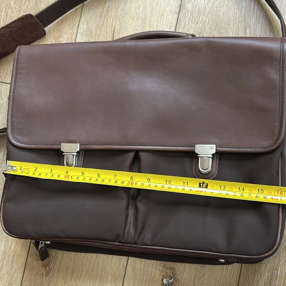 COACH Vintage Brown Classic Leather & Nylon Briefcase Messenger Bag #5113