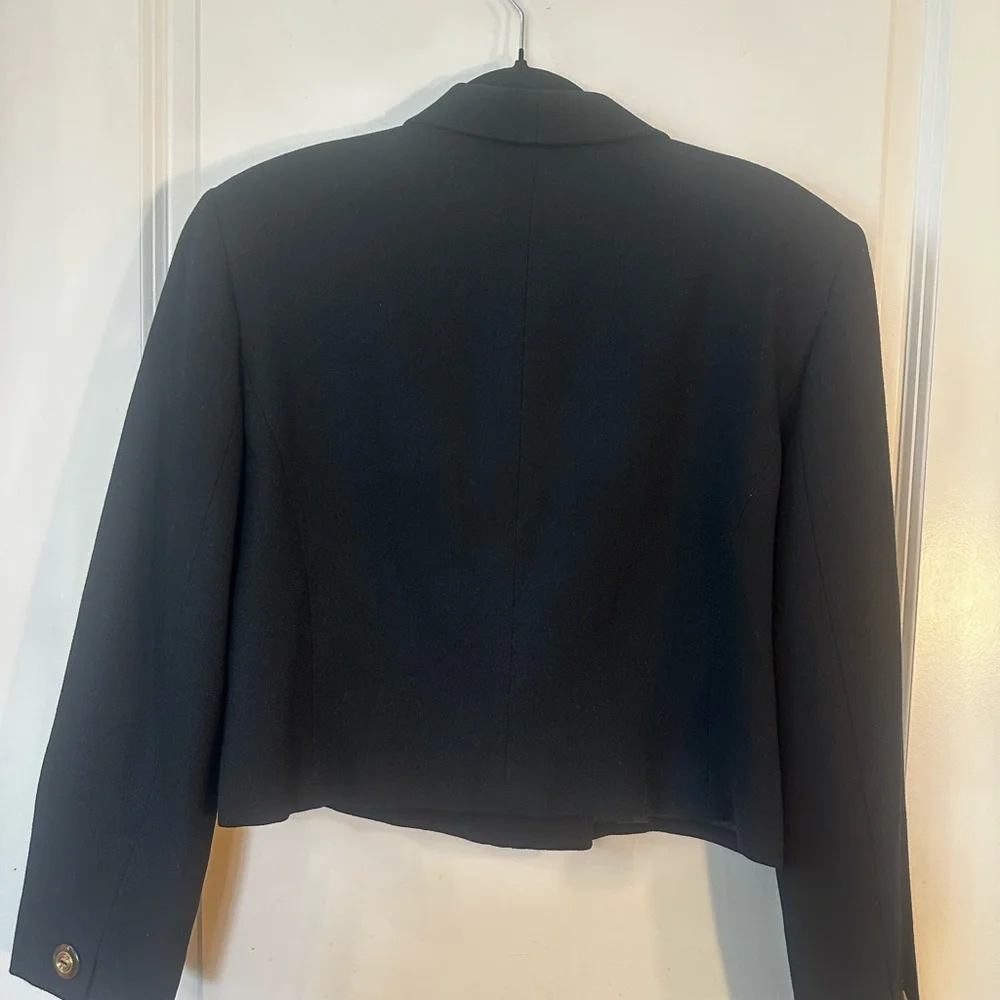 Vintage Christian Dior Butler Wool Black&Gold Button Double Breasted Crop Blazer