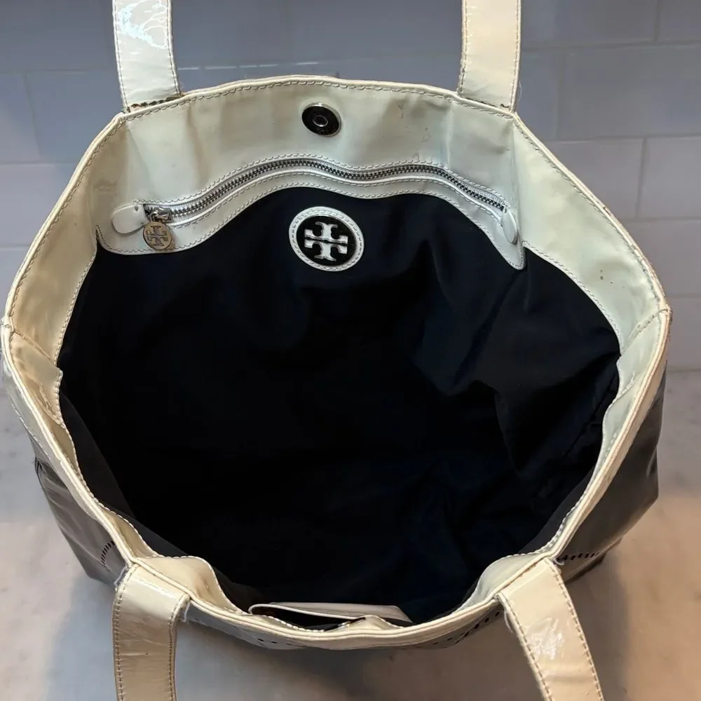 Tory Burch Bag Purse Handbag Tote Logo Patent Leather XL Designer Bag