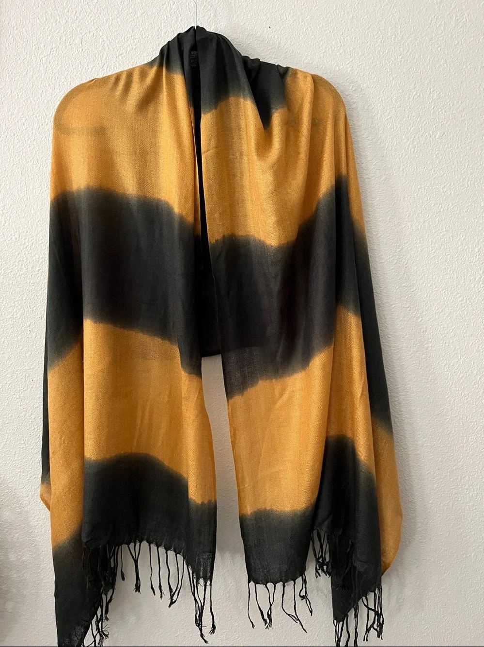Soft Dark Blue and Gold Tie-Dye Wrap Scarf - Brand Unspecified Oversized $22