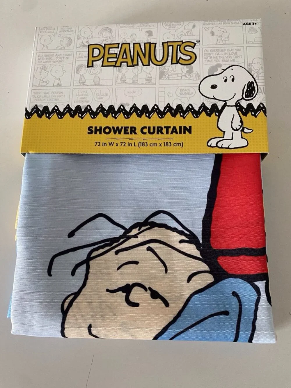 Peanuts Snoopy Woodstock Fabric Shower Curtain 72x 72‎ Doghouse Whole Gang NEW