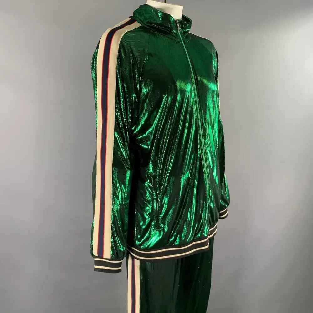 GUCCI Size XXL Green Side Stripe Acetate Blend Cruise Tracksuit