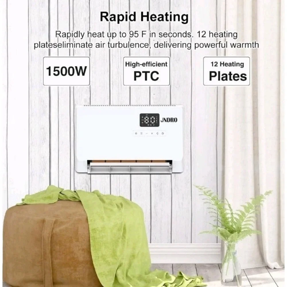 Wall-Mounted Space Heater‎ with ECO Thermostat and Remote Control LED Display