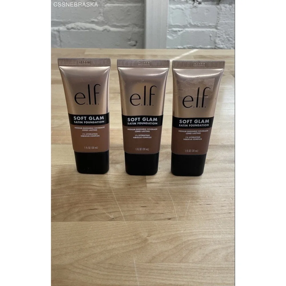 e.l.f. Cosmetics Soft Glam Satin Foundation Lot of 3 Shades 52 60 1 oz Each New