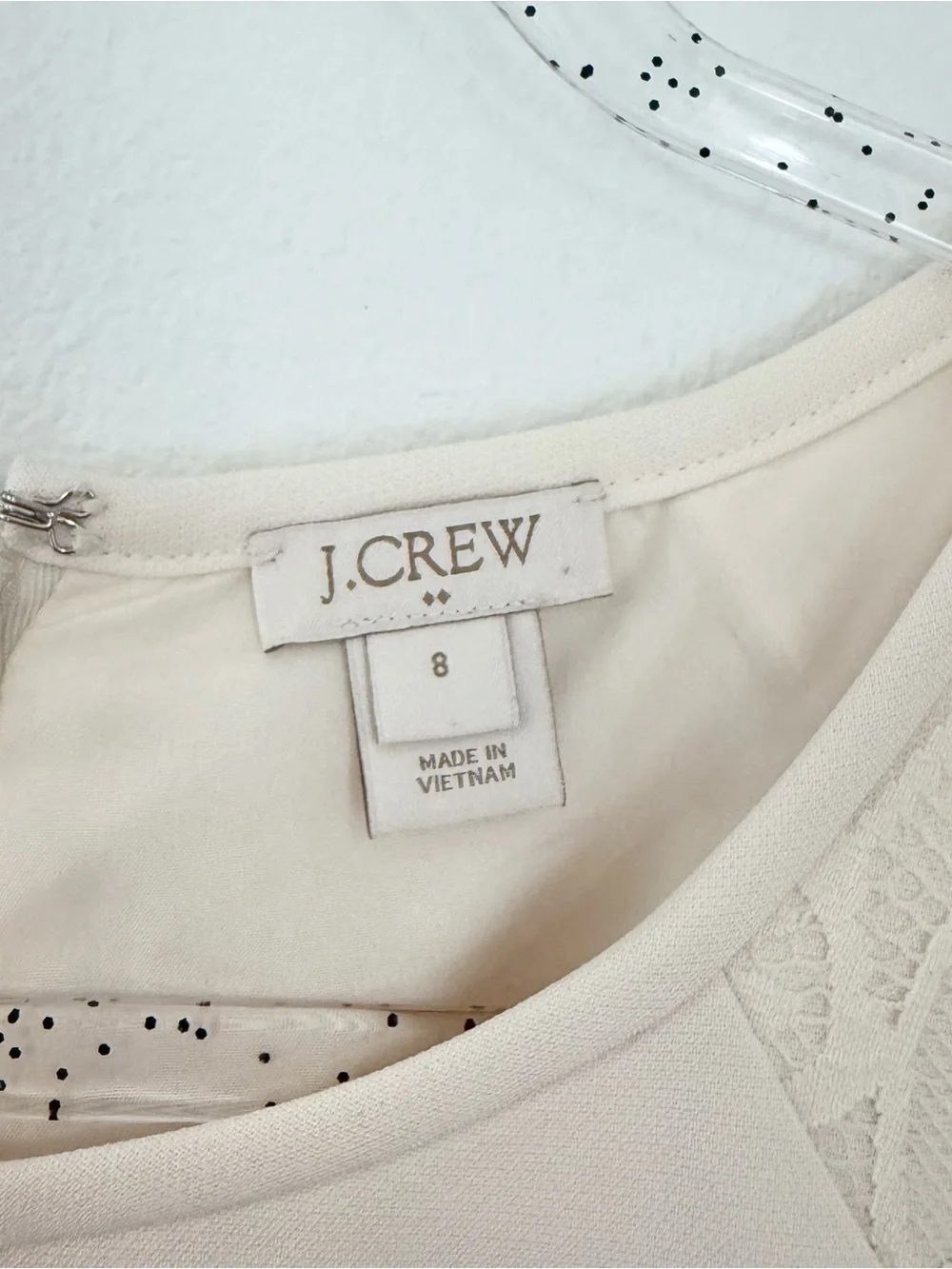 J. Crew Ivory Edged Lace Cap-Sleeve Dress Size 8