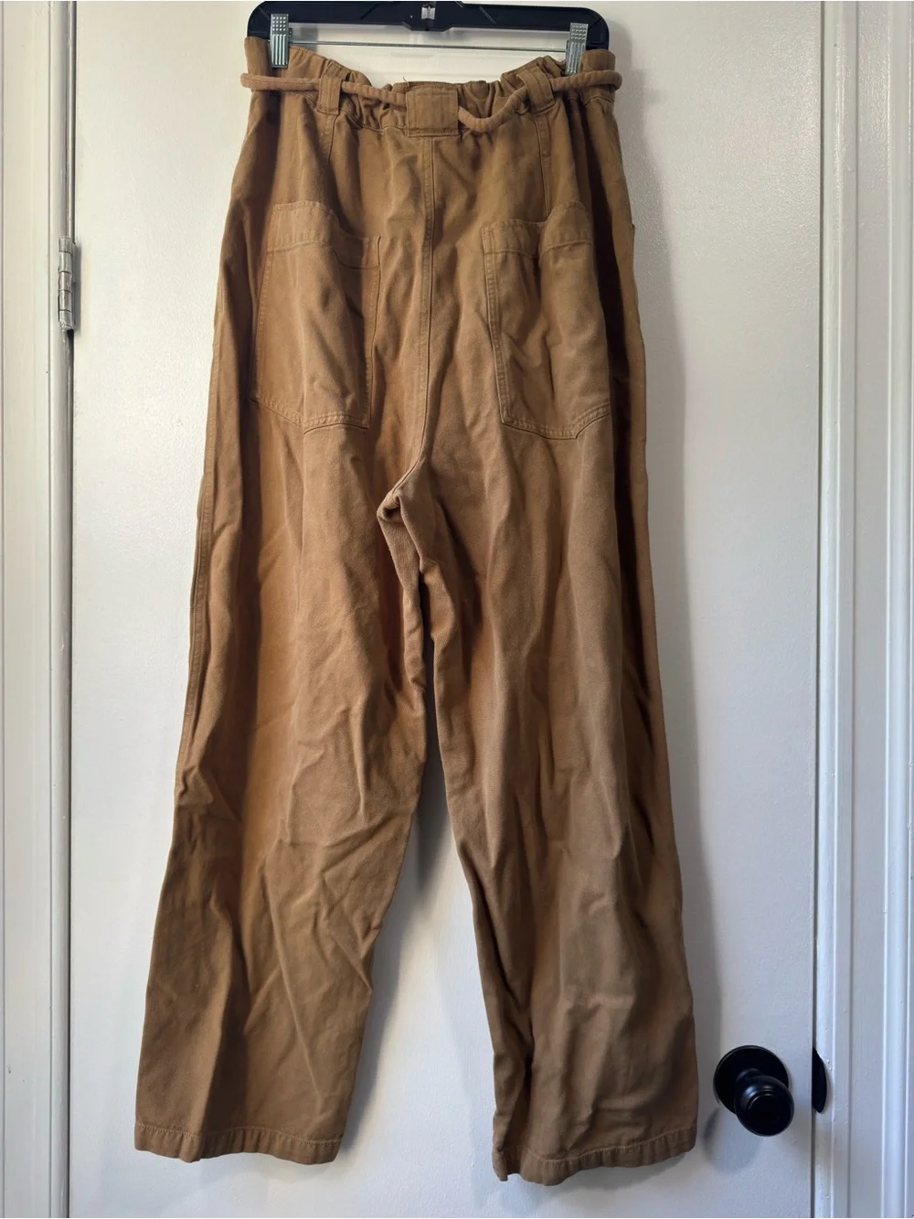 Free People Cropped Drawstring Utility Pants in Camel