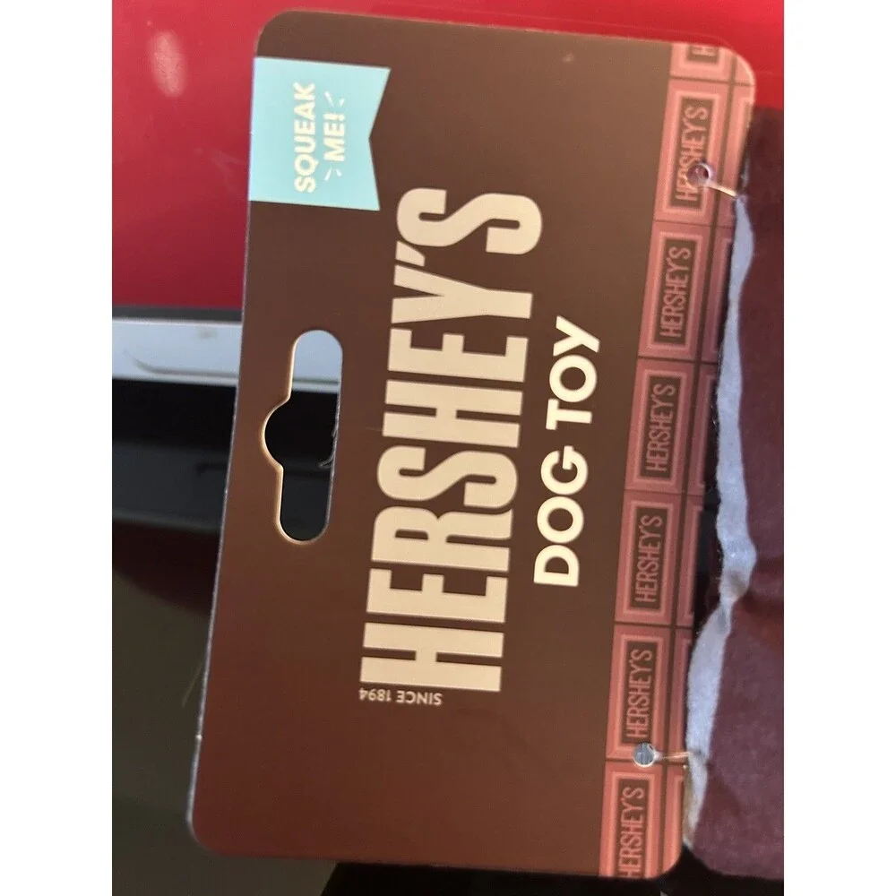 Hershey's Milk Chocolate Candy Bar Plush Dog Toy Crinkle Filling  Squeak