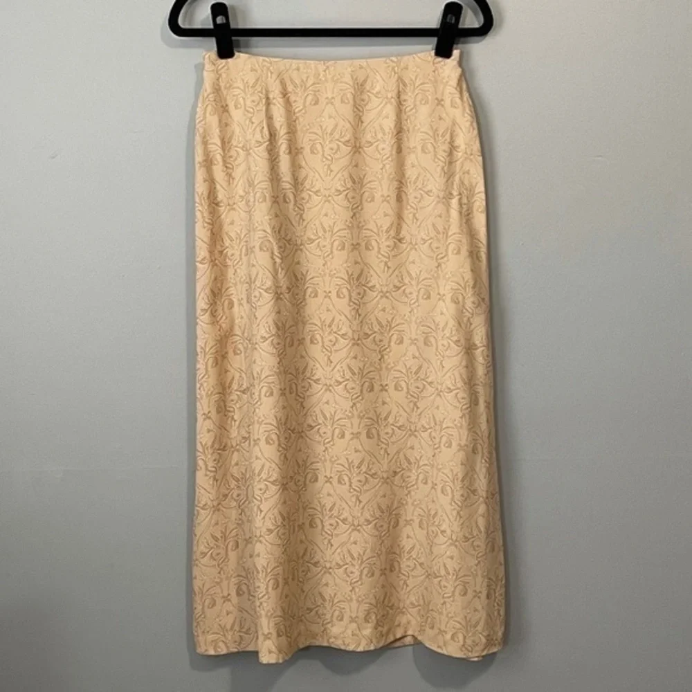 Vintage 100% Silk Talbots Baroque Midi Slip Skirt tag 6, 4 fit (S) EUC