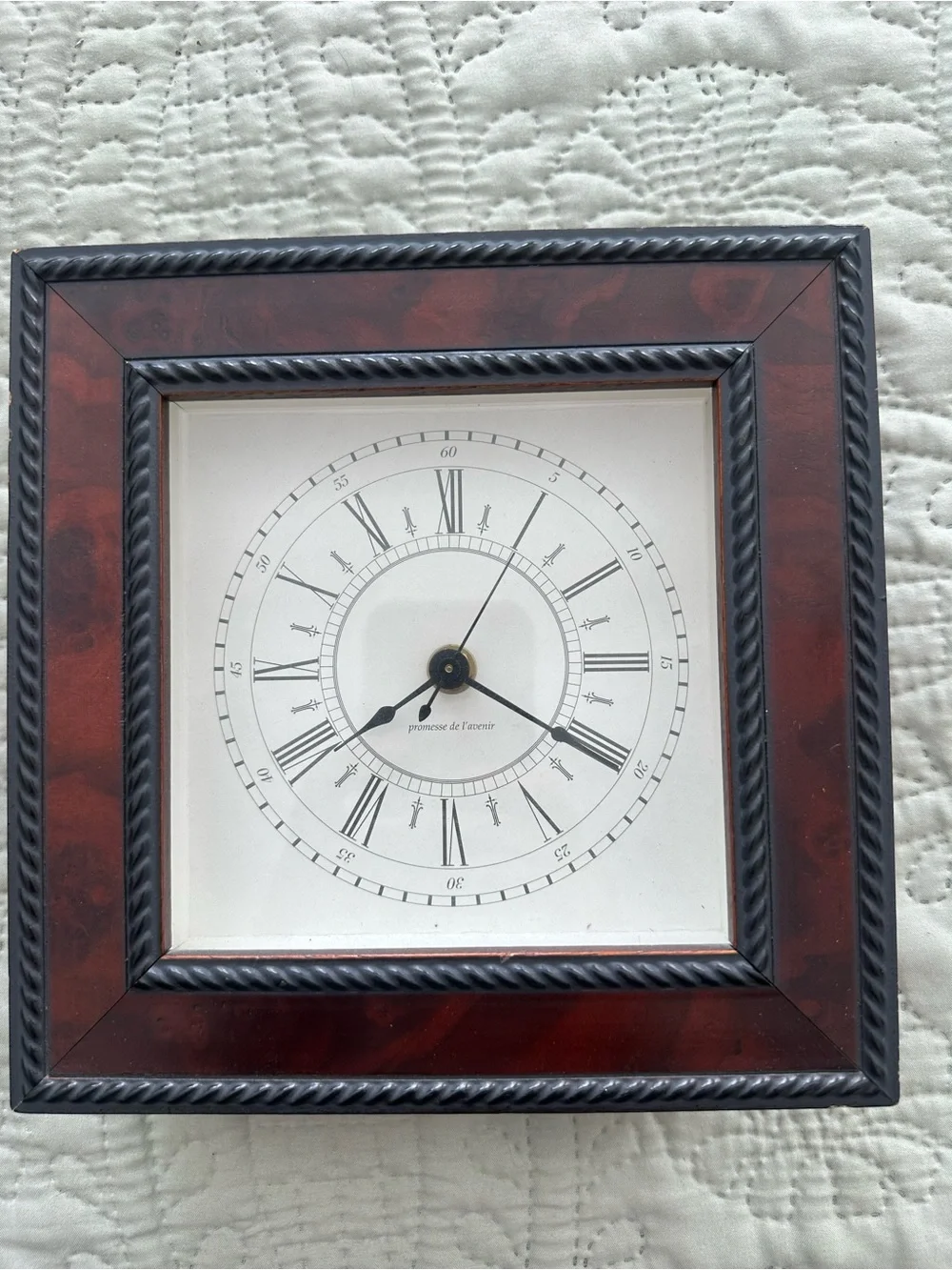 Promesse de L’avenir vintage French wall clock 9 x 9 battery operated