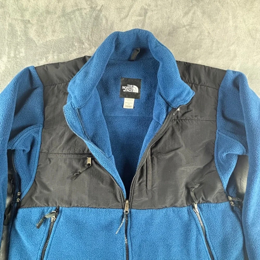 The North Face Blue Black Full Zip Fleece Jacket Men's Polartec Outdoor‎ Size L