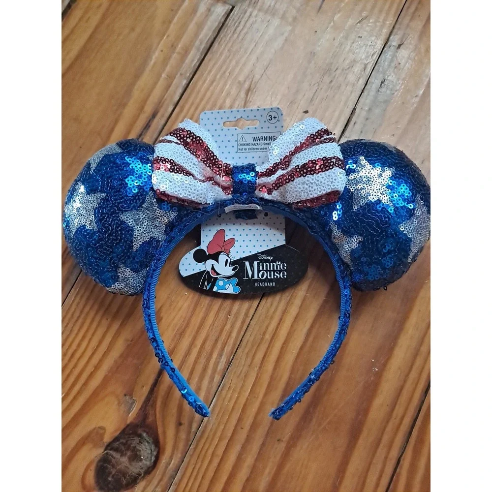 Disney Stars Stripes EARS USA Minnie Mouse Ears 4th of July Headband NEW J/1