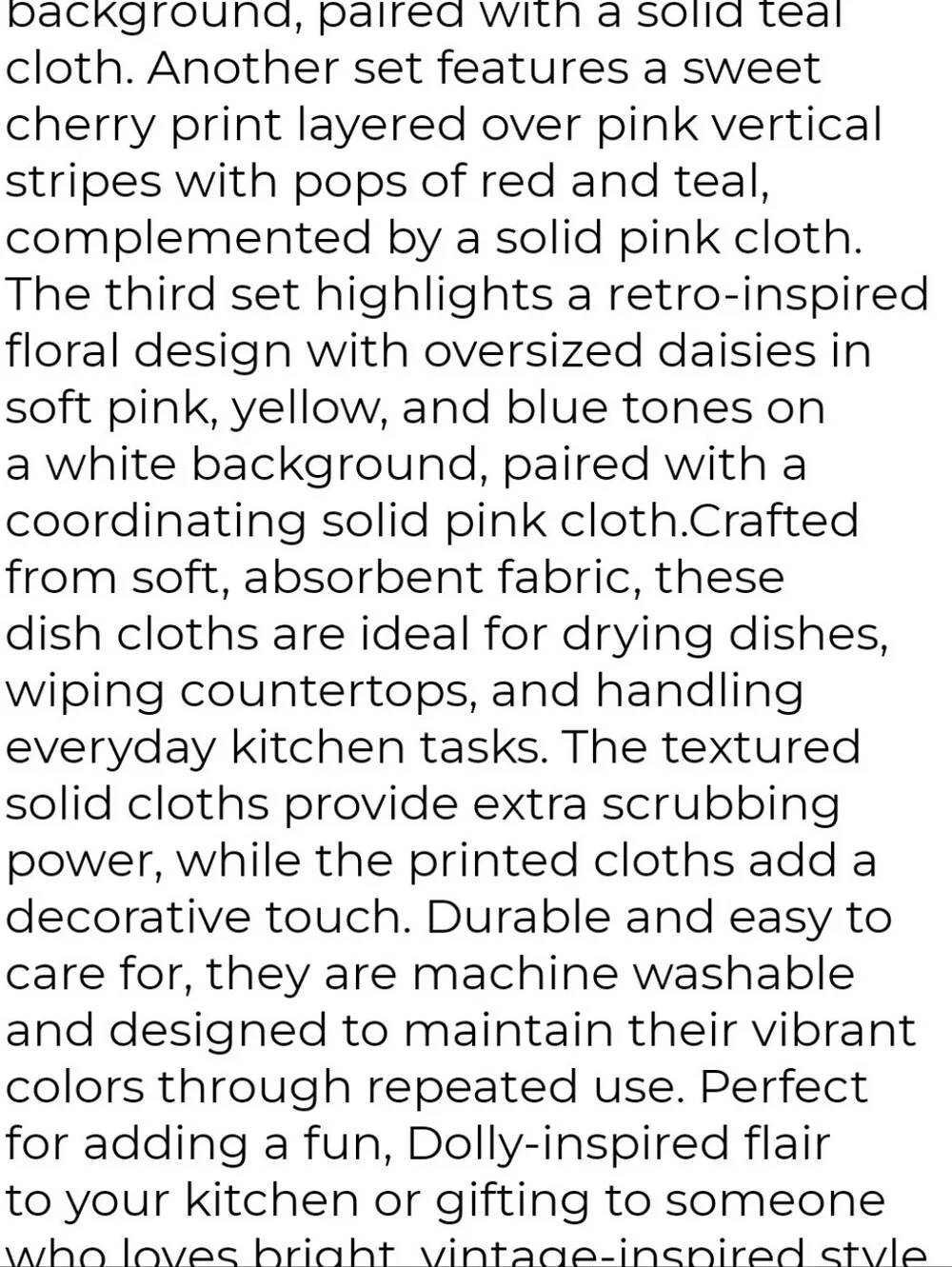 Dolly Parton Pink Cherry Print Microfiber Cloth Set