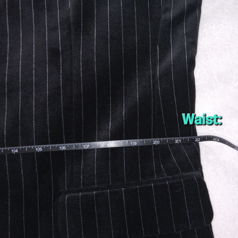 Andrew Fezza Velvet Pinstripe Blazer Mens 42R Black Luxury Sport Coat