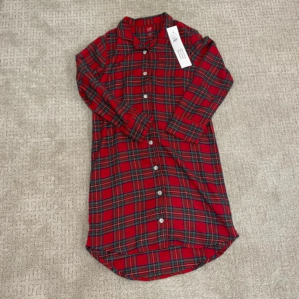 NWT GAP Kids Flannel Nightgown with pocket 10